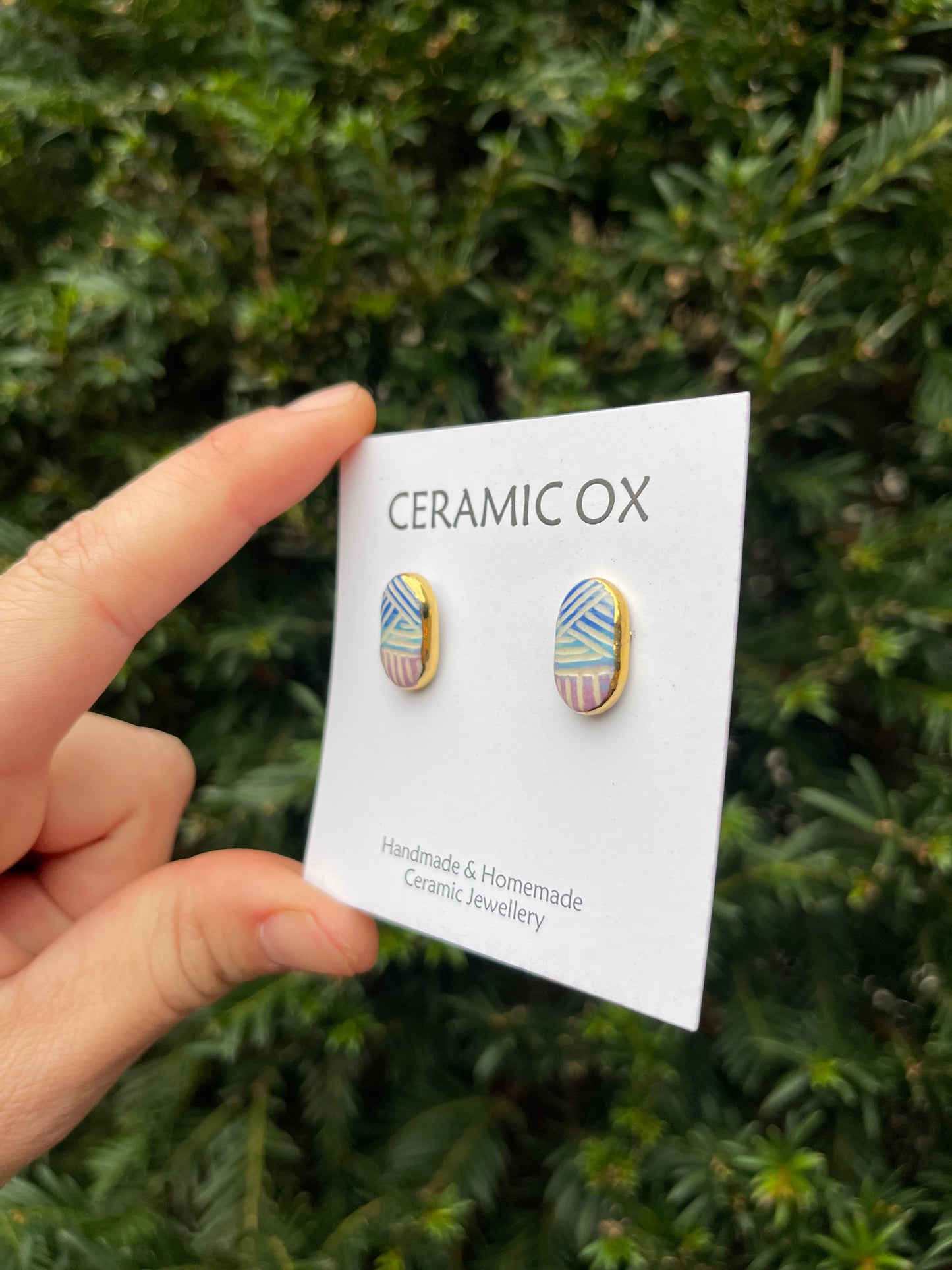 Sgraffito rainbow studs