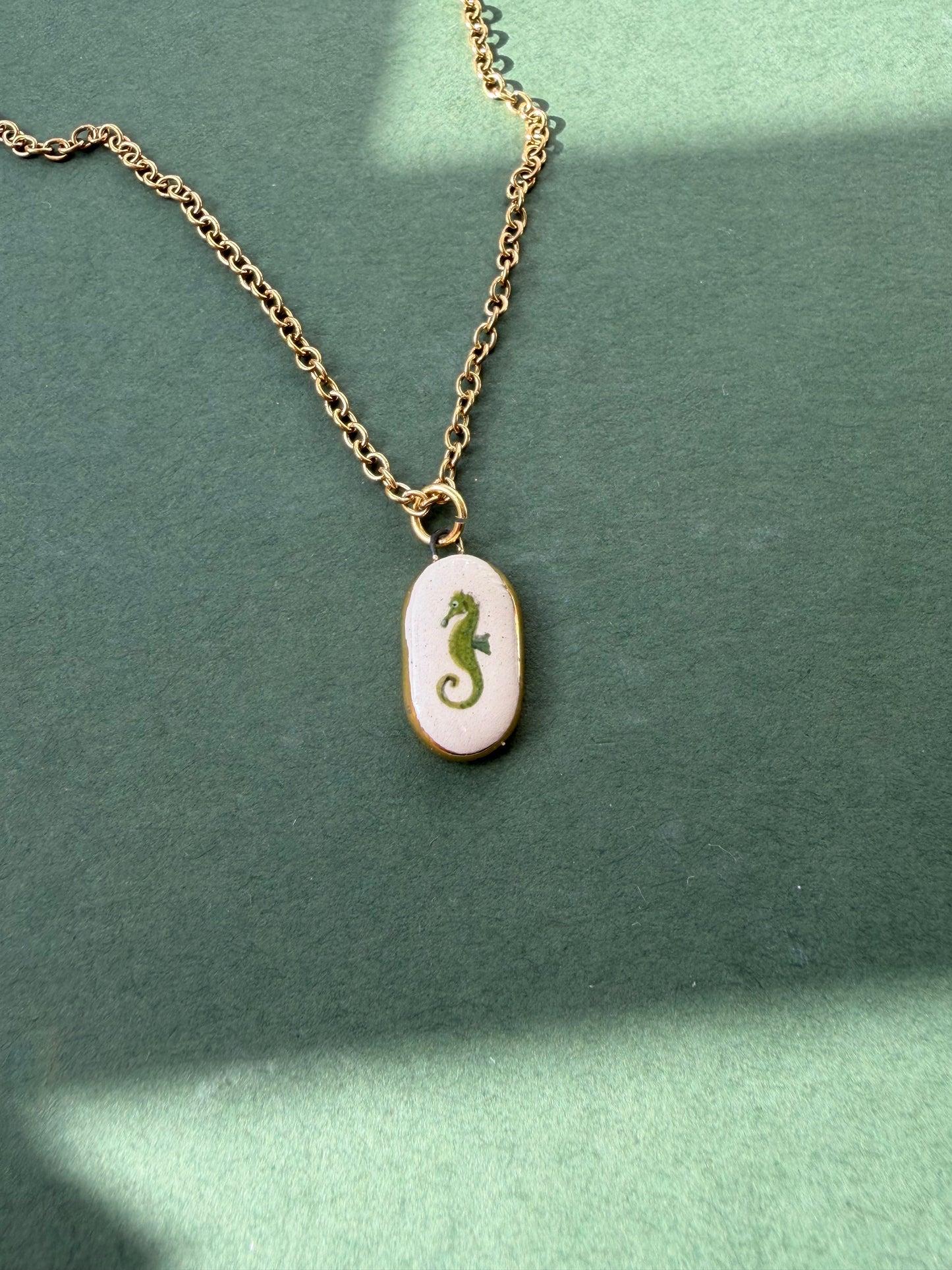 Green Seahorse pendant charm