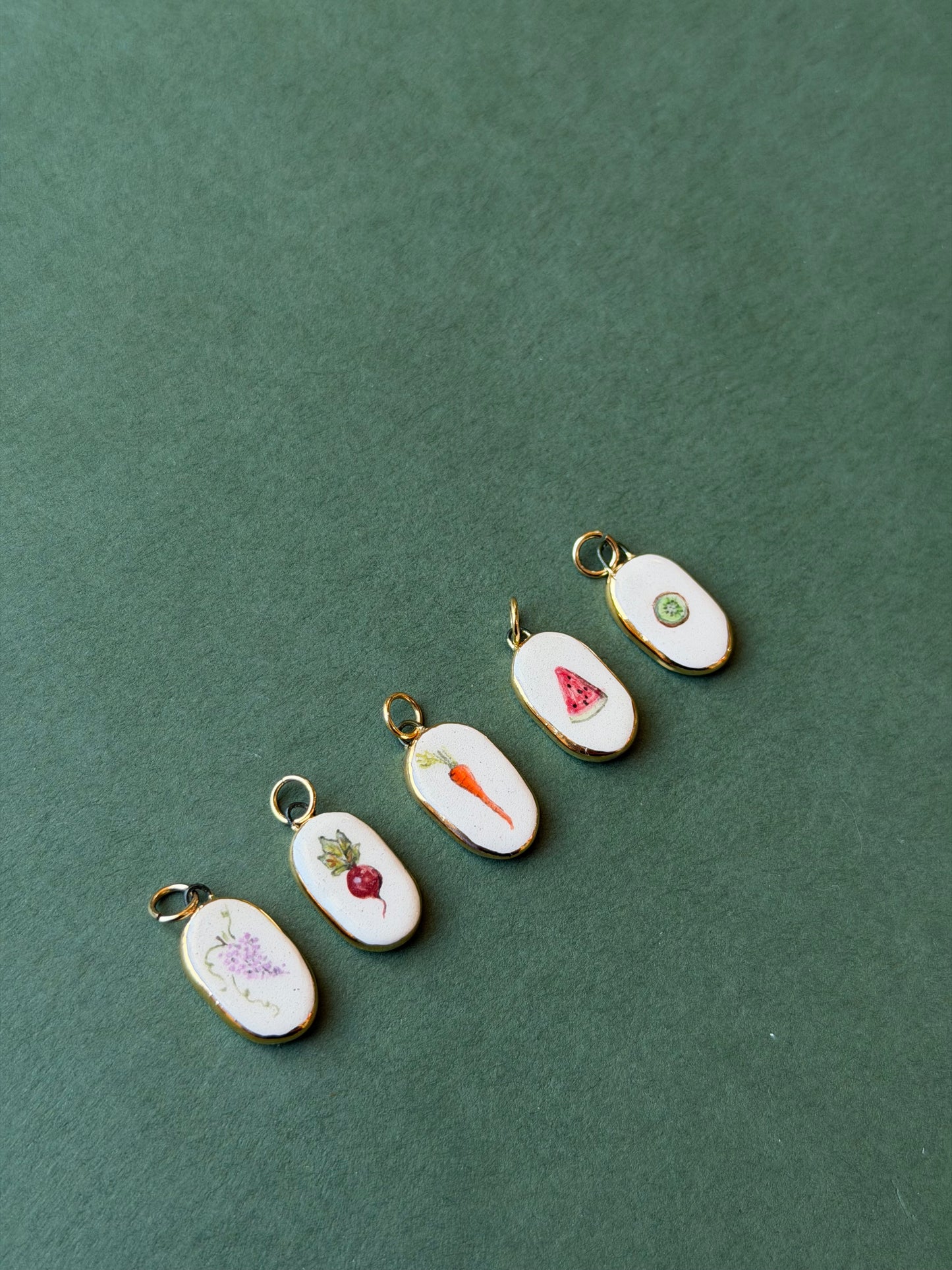 Miniature painting pendant/charms Fruit & Veg