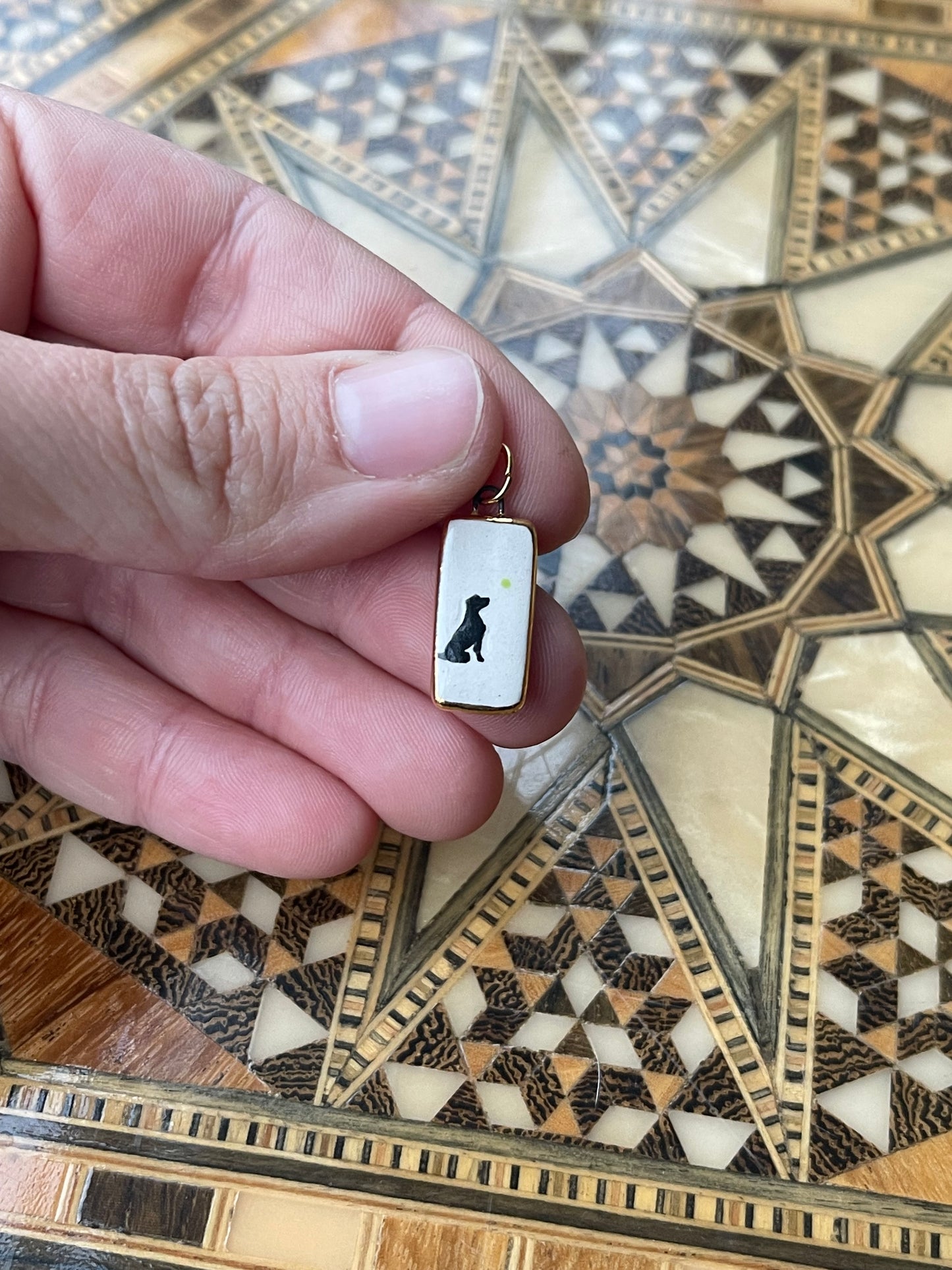 Labrador with tennis ball pendant charm