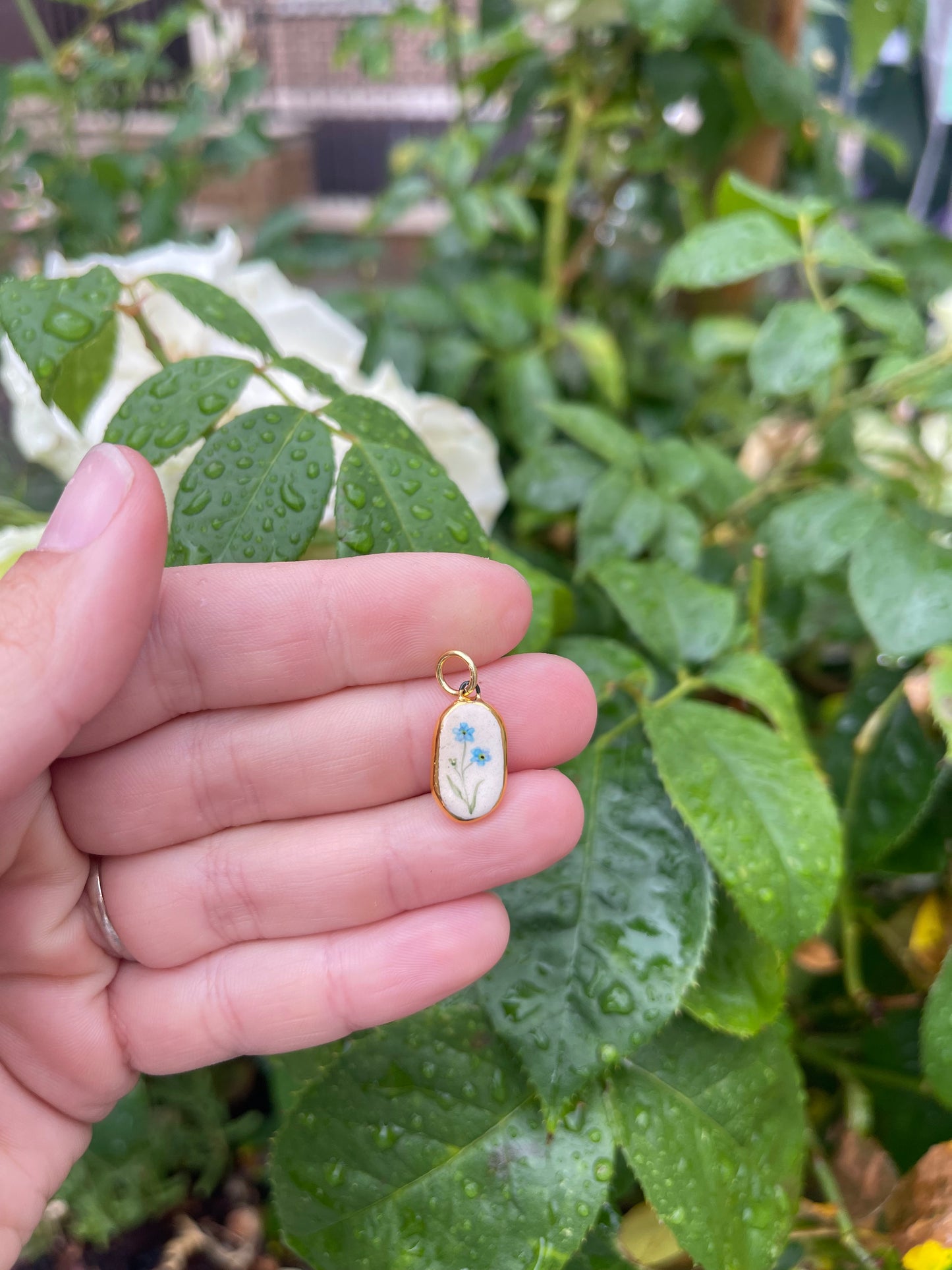 Forget-me-not flower charm pendant