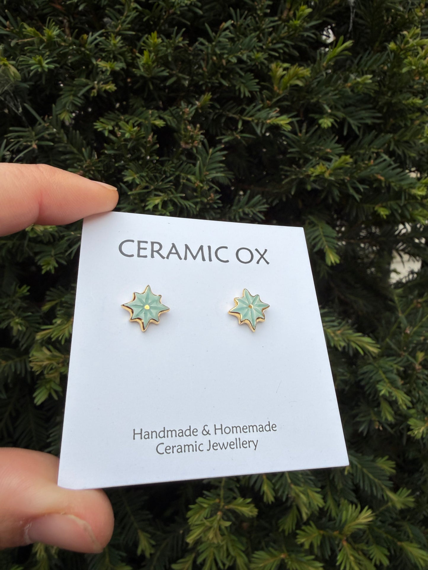 Jade star studs