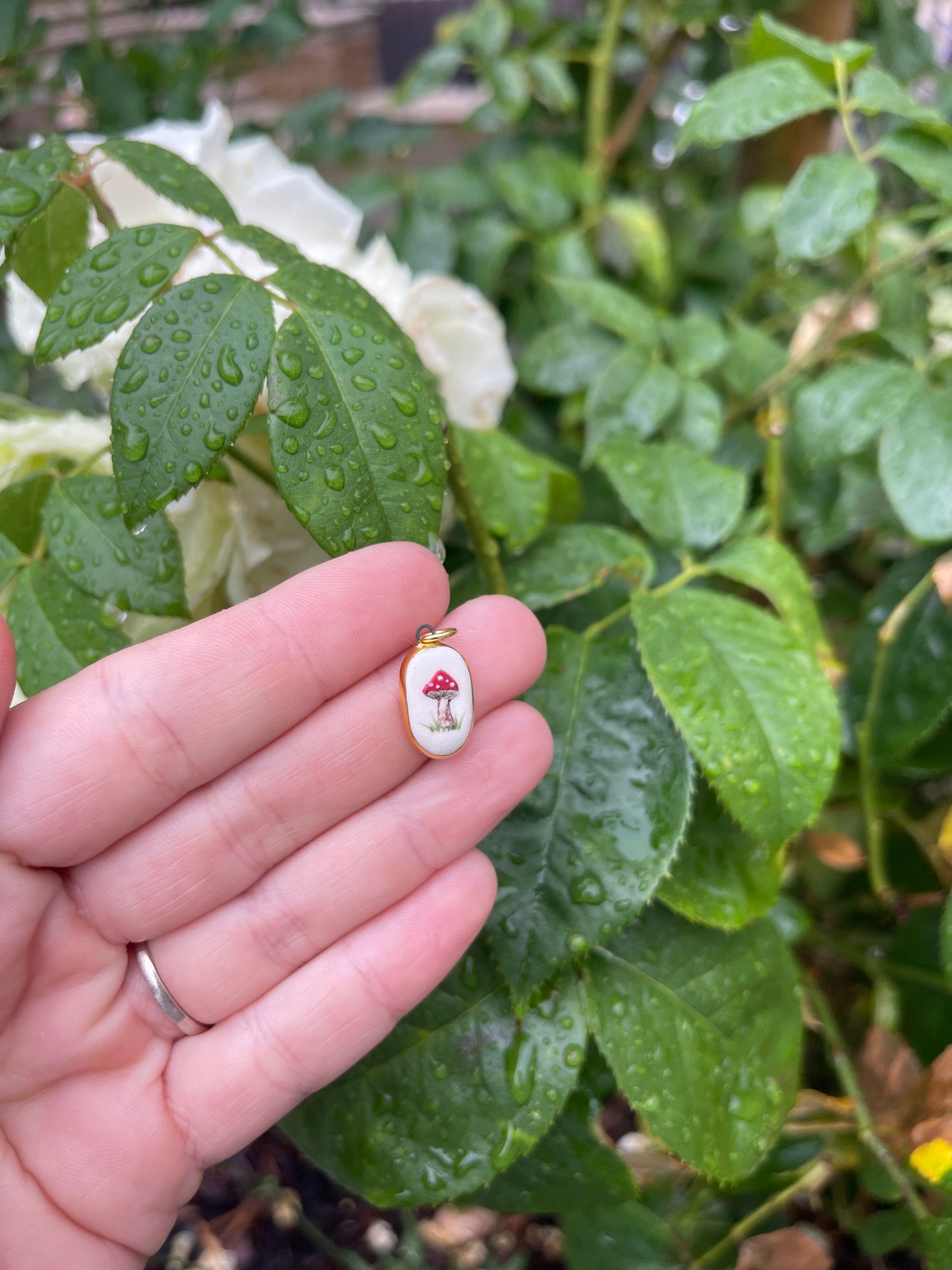Toadstool mushroom pendant charm