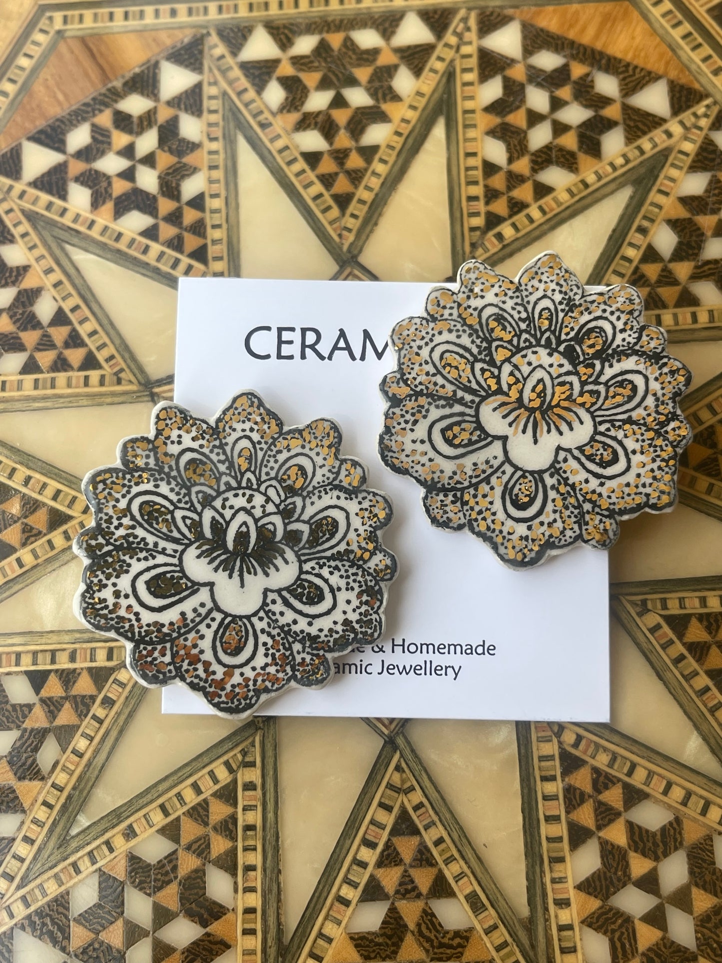 Ceramic Flower Print Giant studs