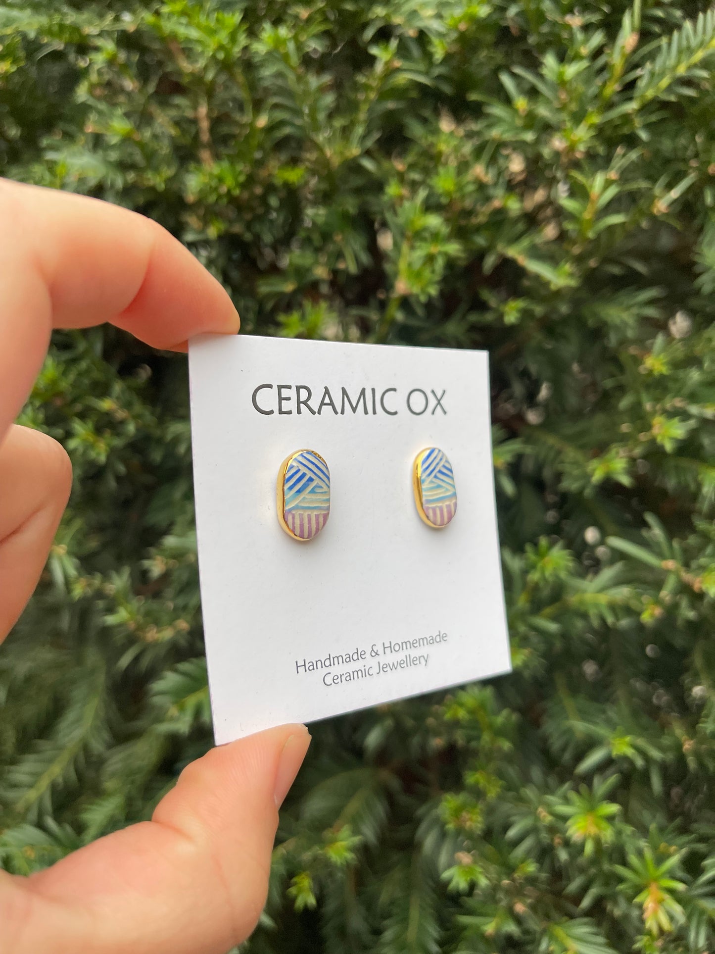 Sgraffito rainbow studs