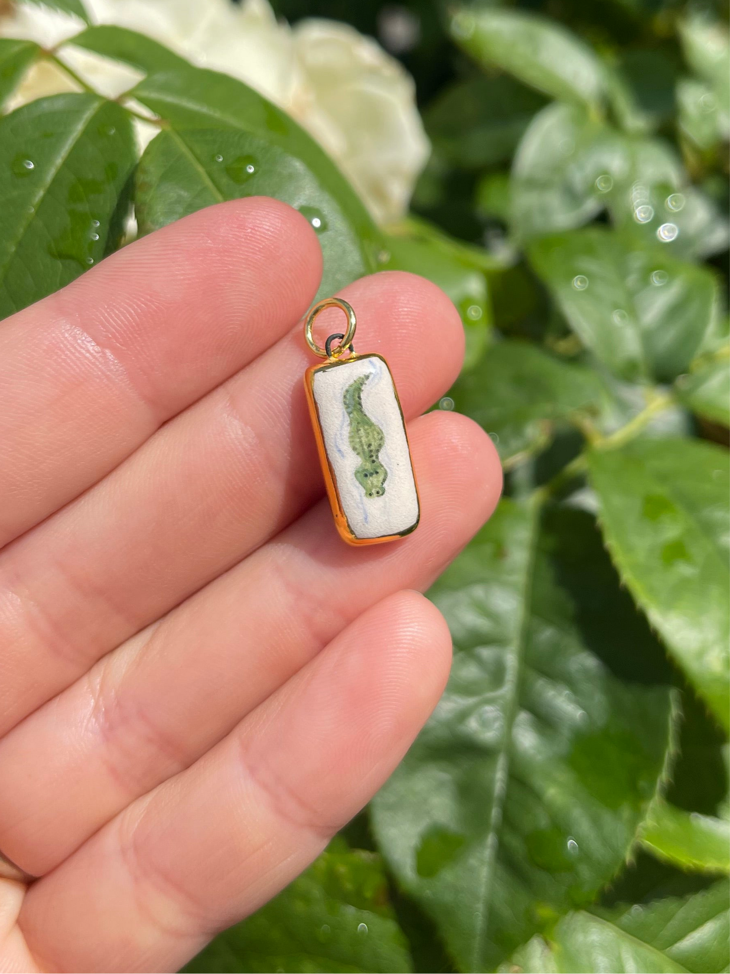 Swimming crocodile pendant charm