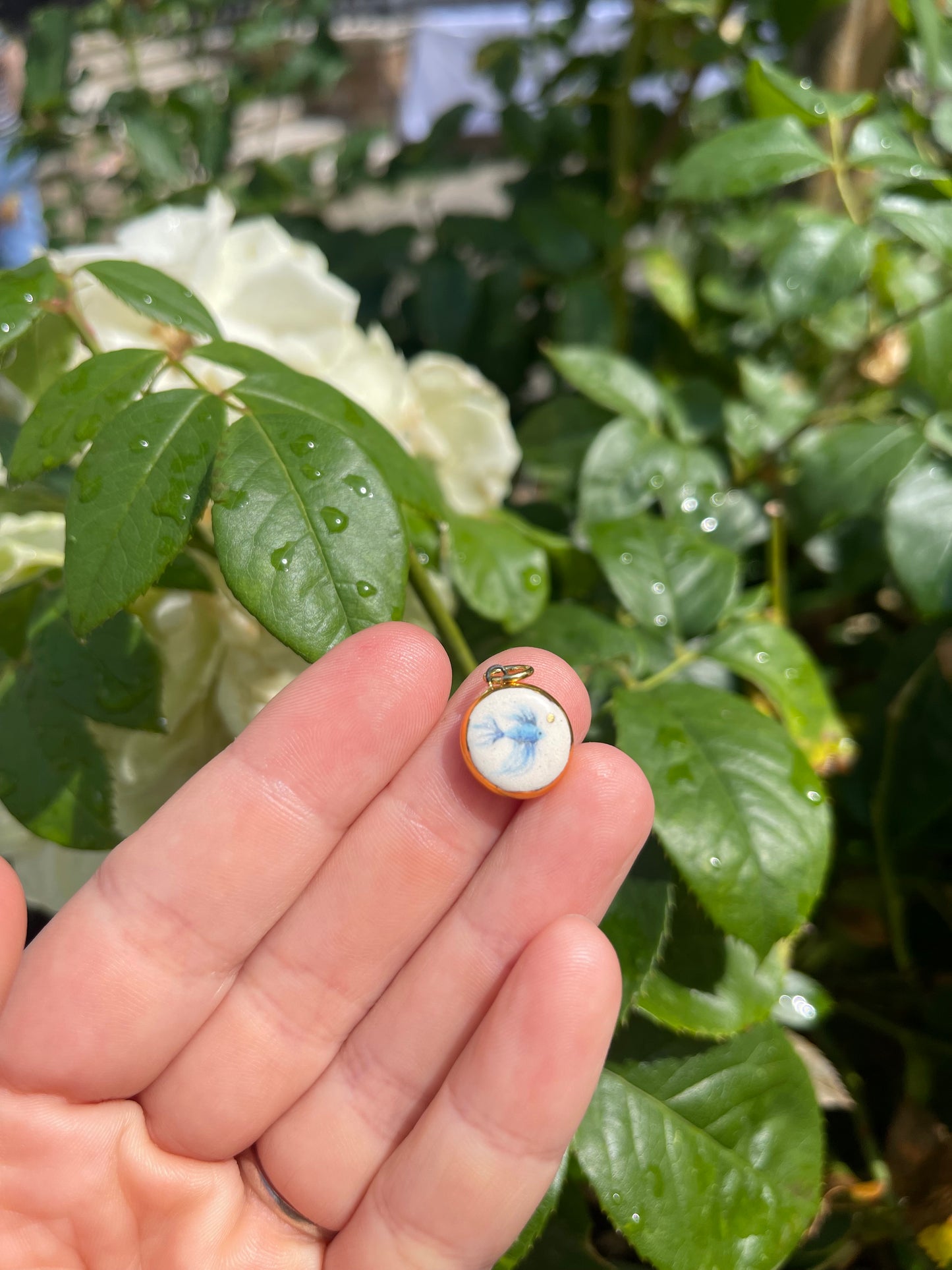 Blue Siamese Fighter Fish pendant charm