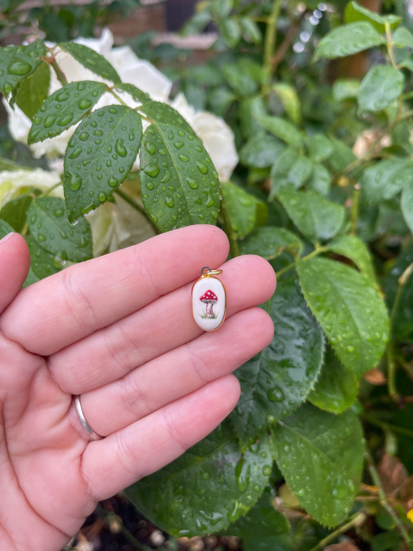 Toadstool mushroom pendant charm