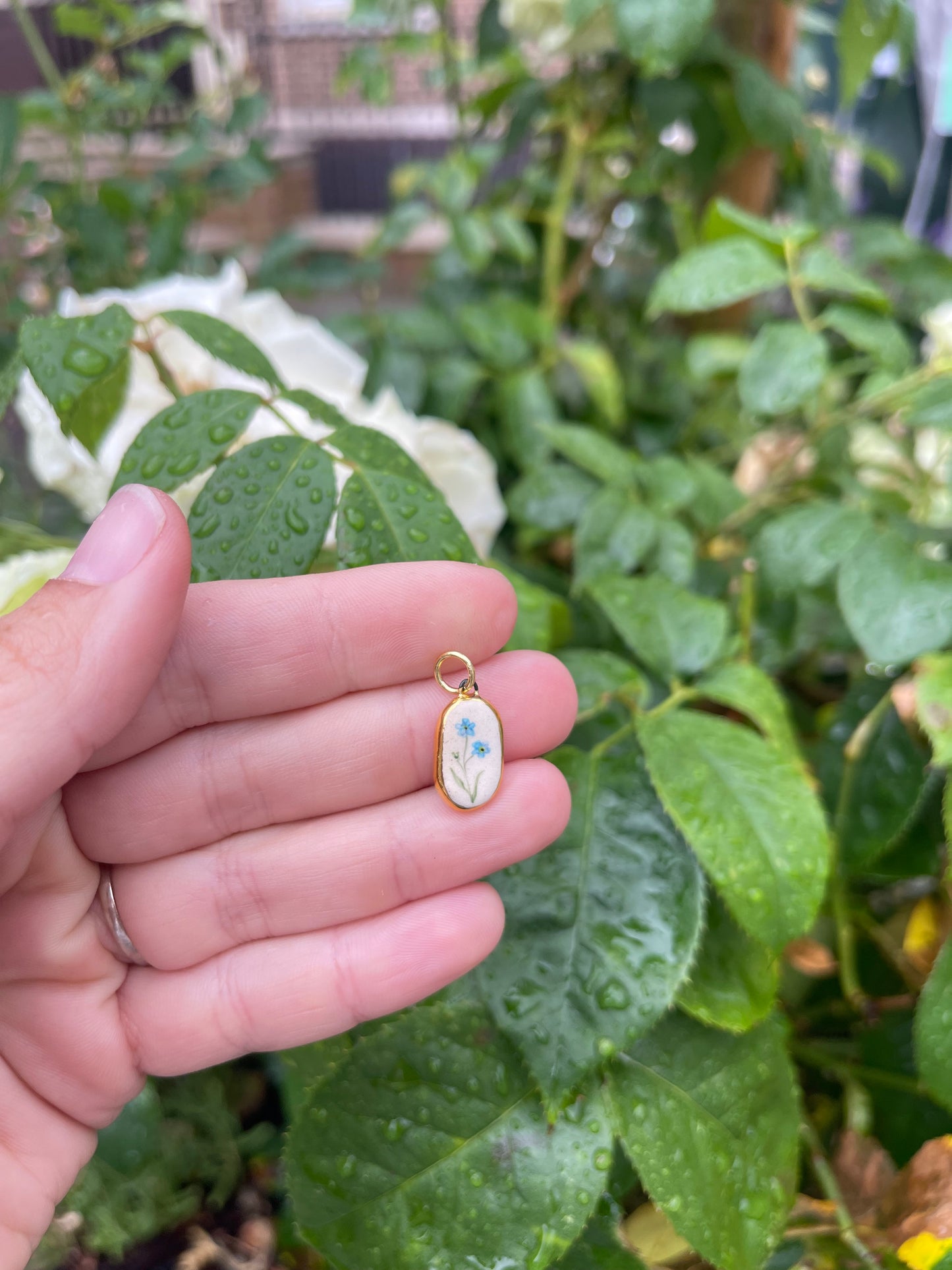 Forget-me-not flower charm pendant