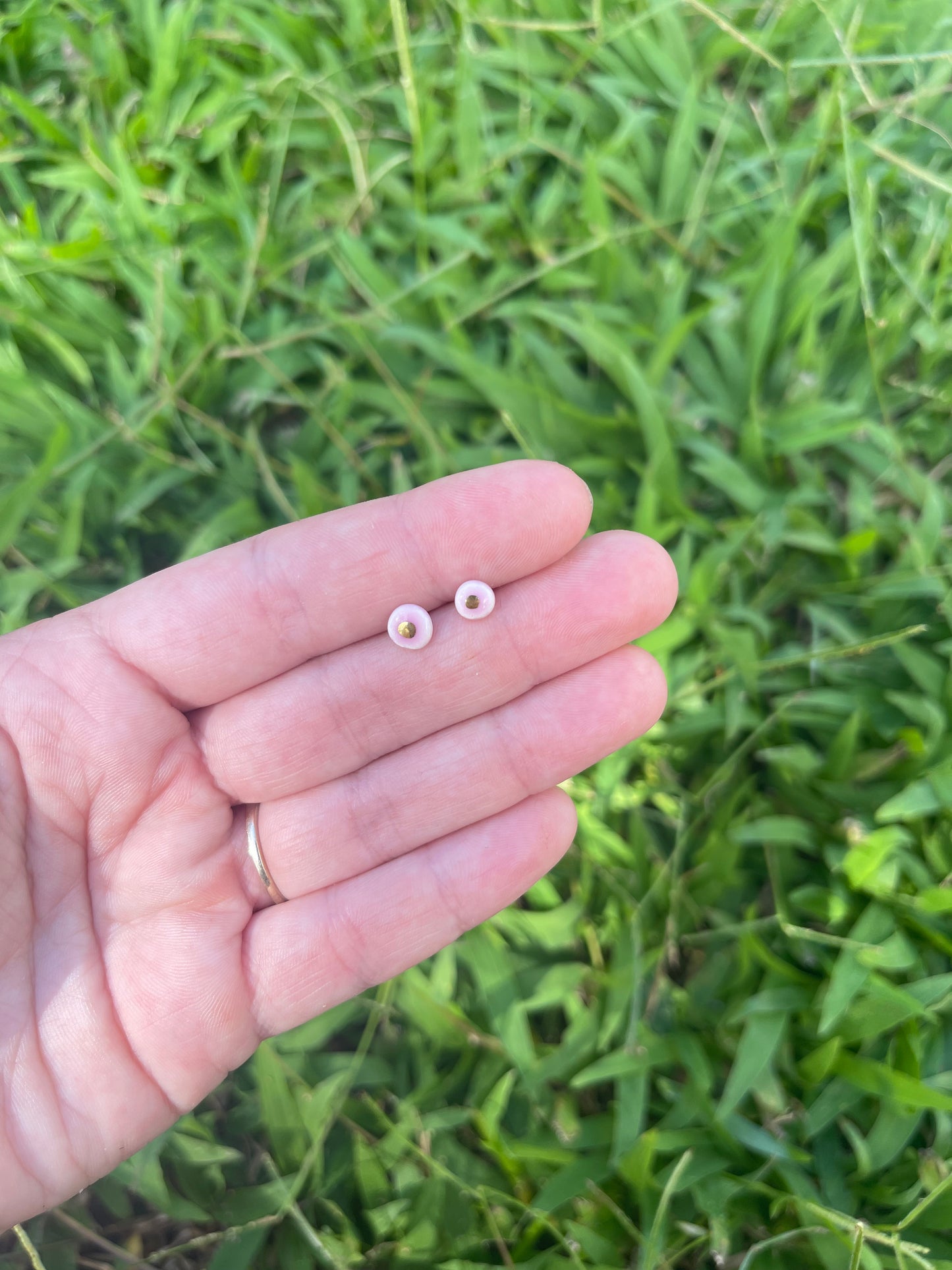 Tiny gold dot studs