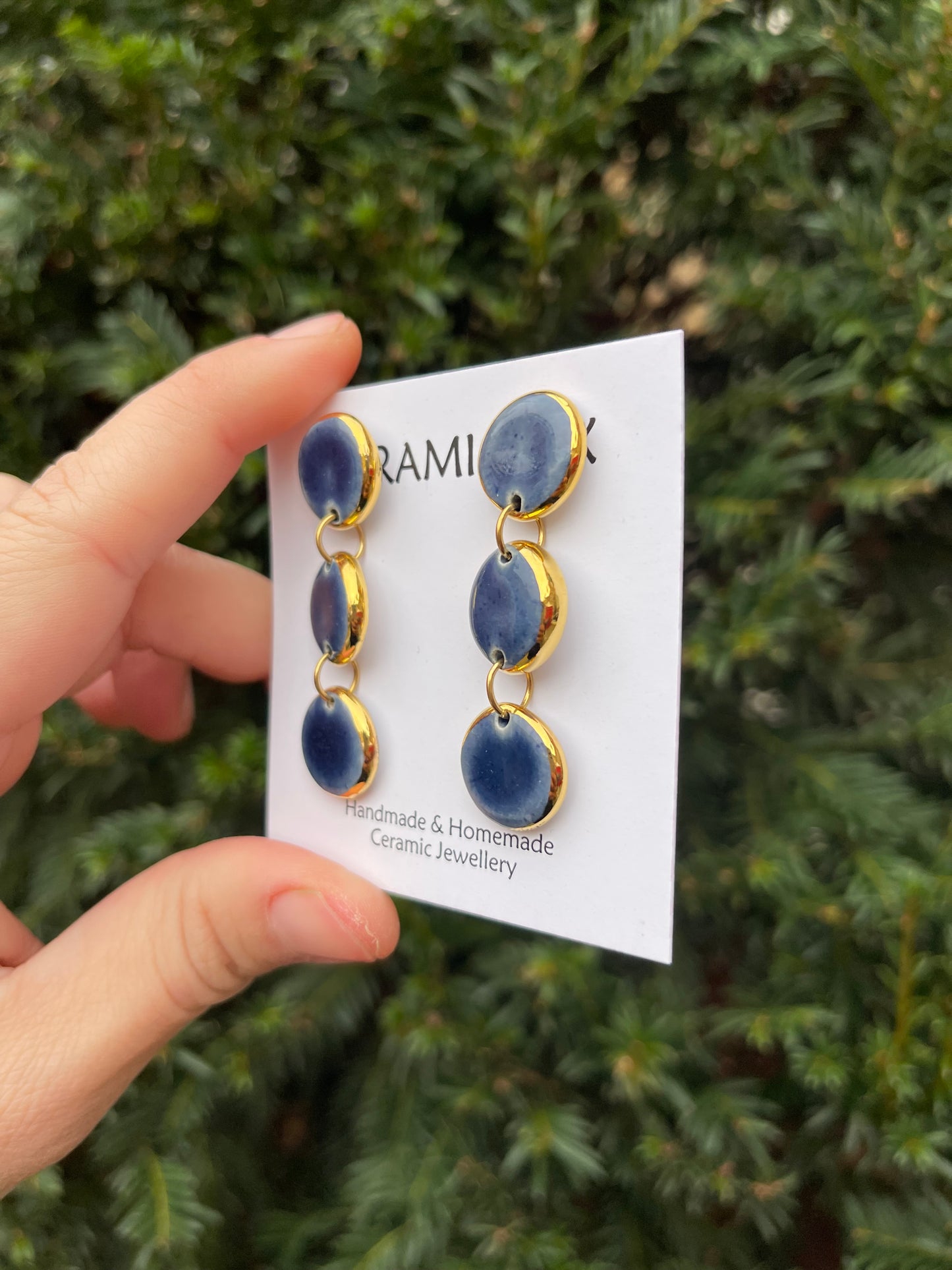 Triple dangle circles in navy