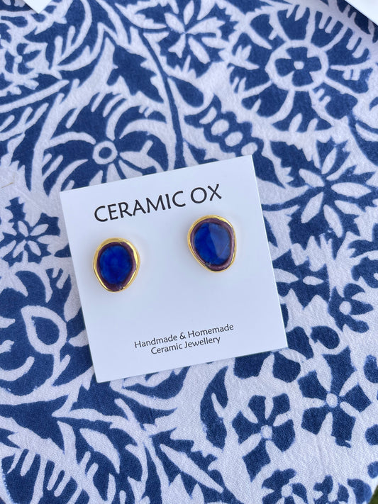 Blue glass studs