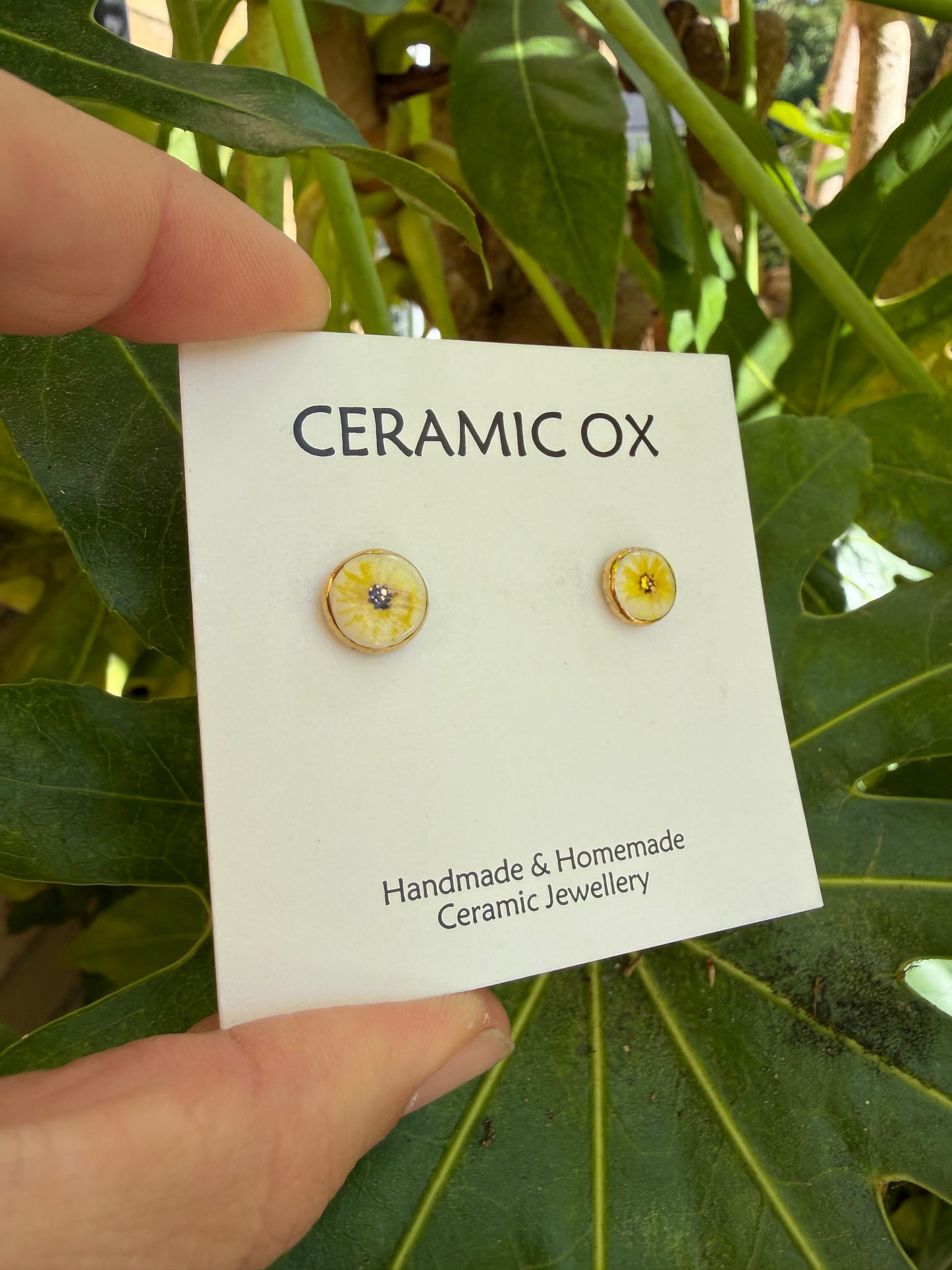 Painted sunflower studs