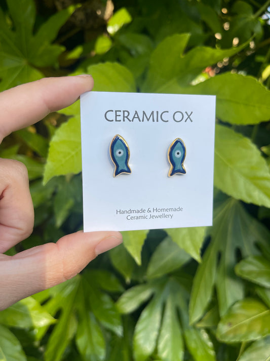 Evil eye fish studs