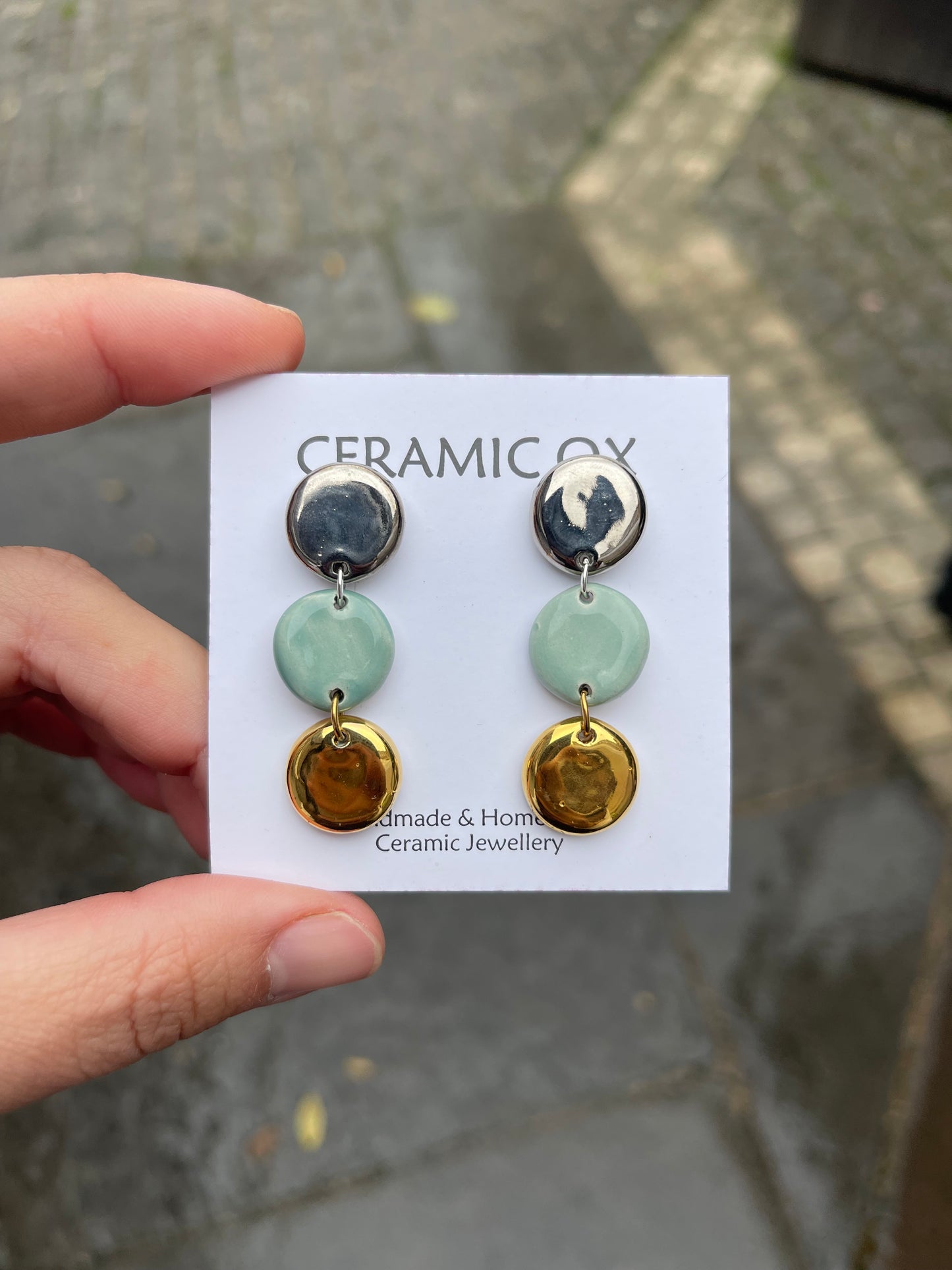 Triple circle dangly studs