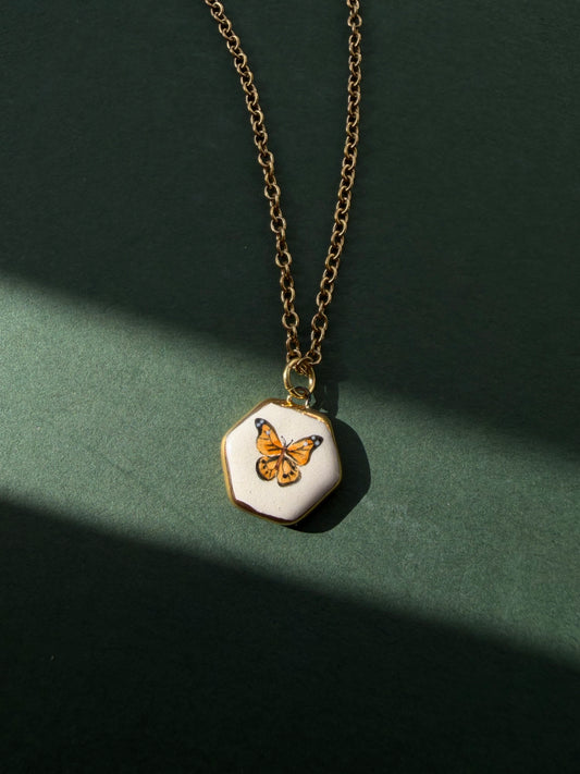 Butterfly pendant hexagon