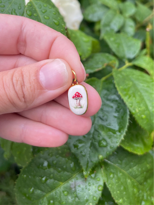 Toadstool mushroom pendant charm