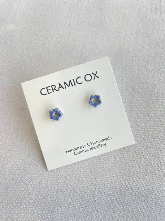 Blue flower studs