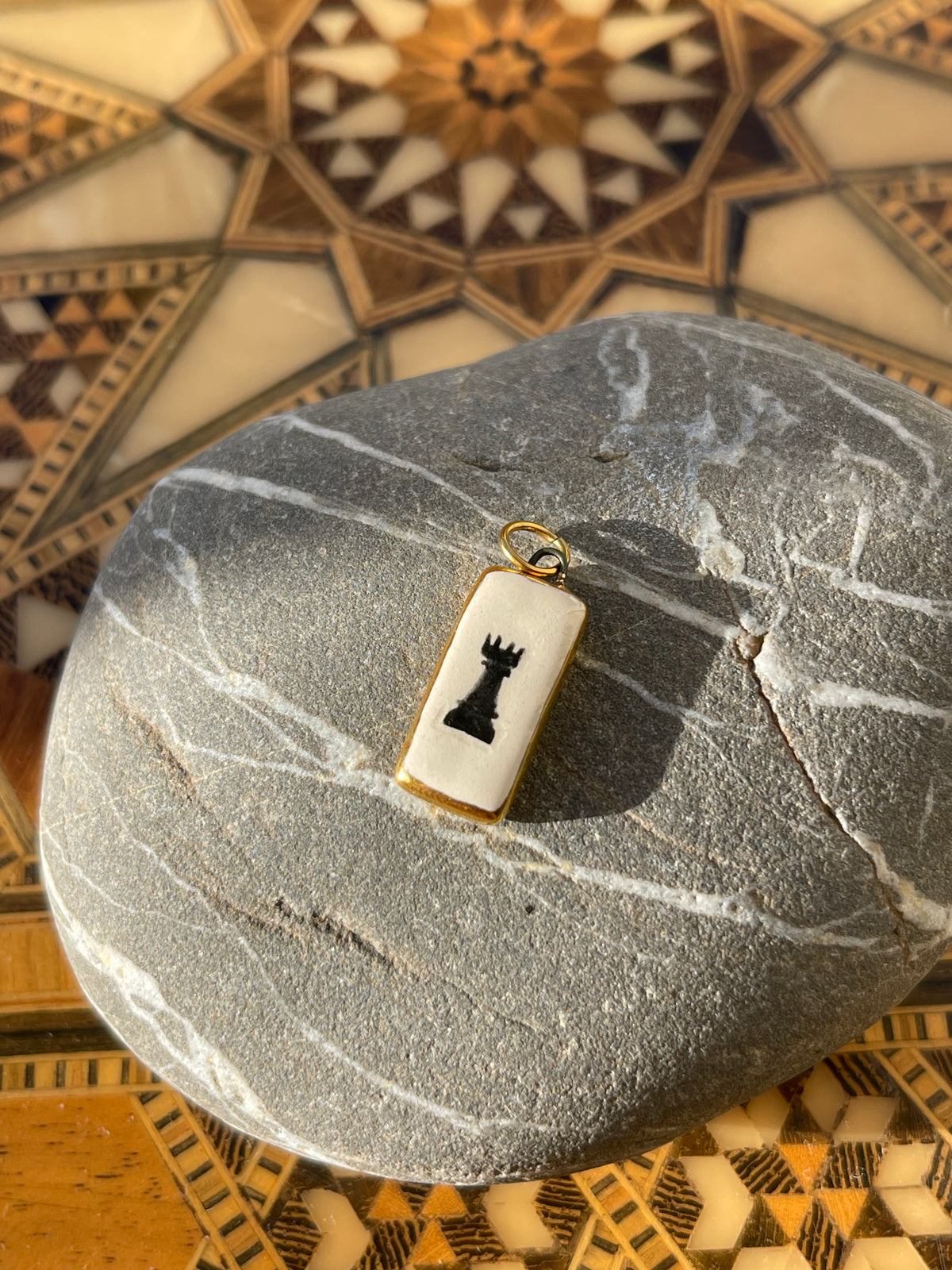 ‘Rook’ chess-piece pendant charm