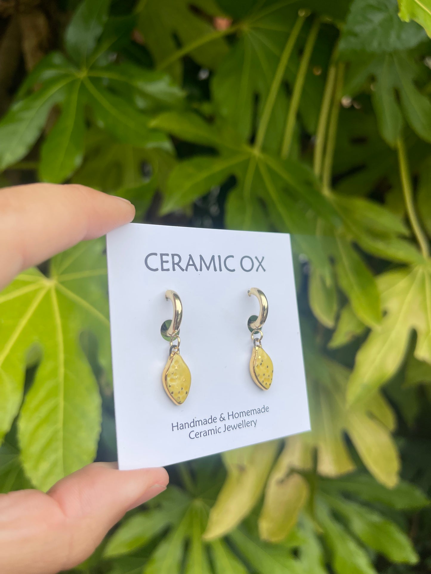 Mini lemons on Huggie hoops