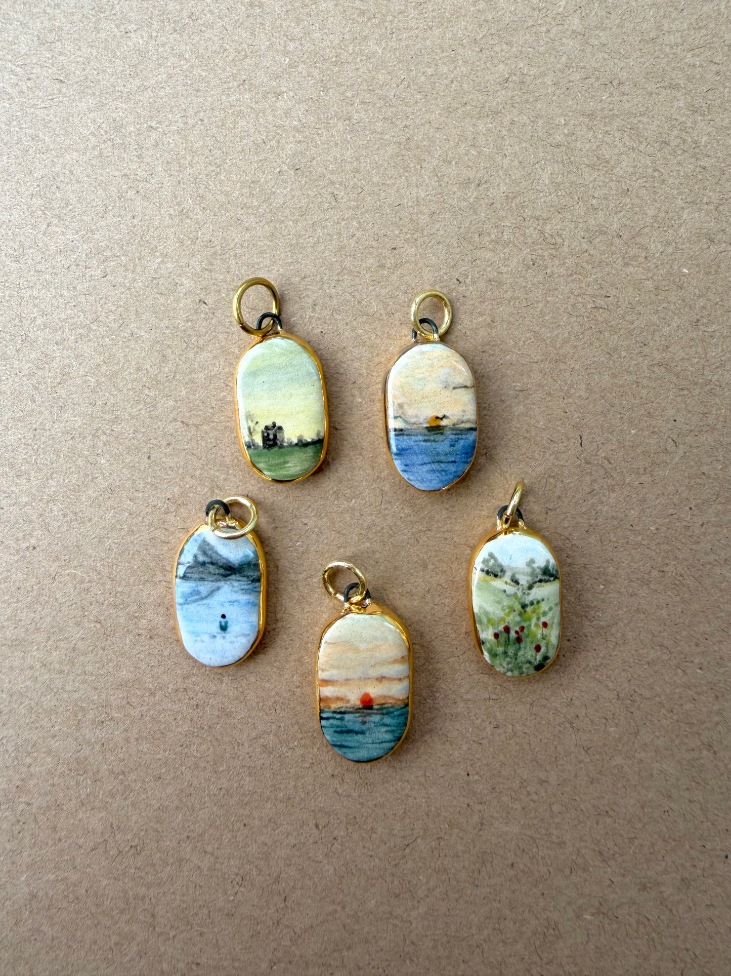 Landscape scene pendant charms