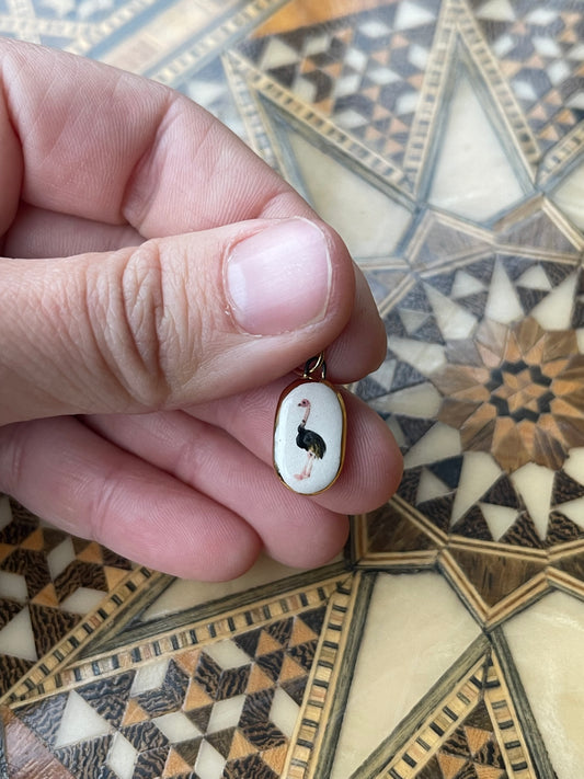 Ostrich ceramic charm pendant