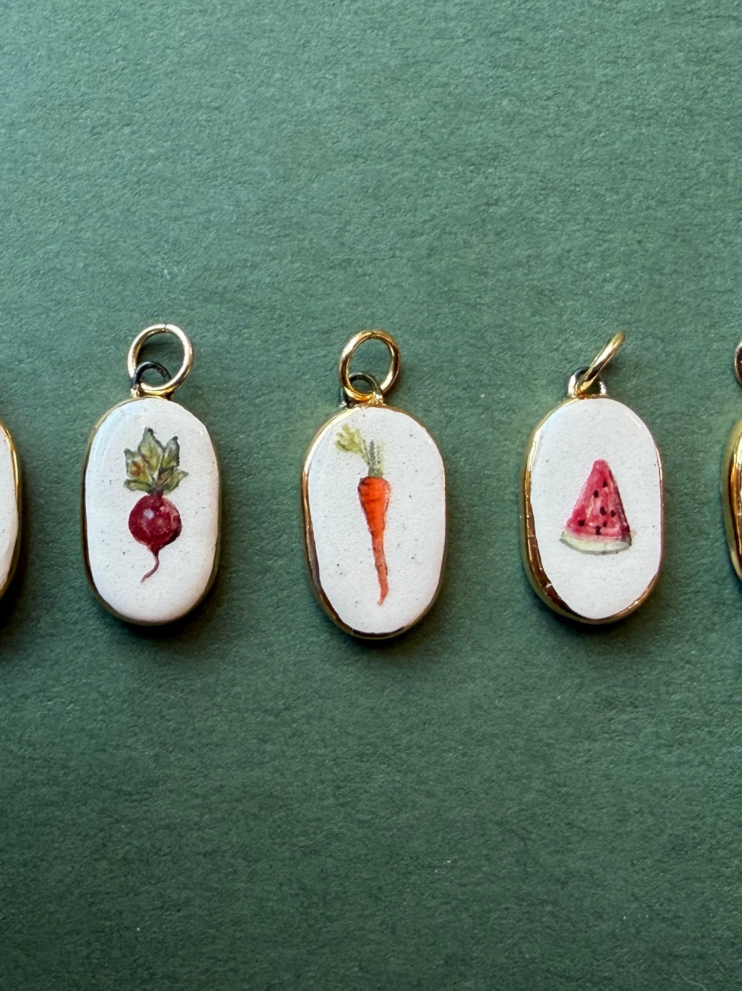 Miniature painting pendant/charms Fruit & Veg