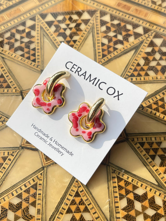 Red/pink flower hoops