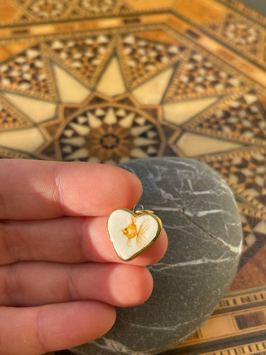‘Goldfish in a heart’ pendant charm