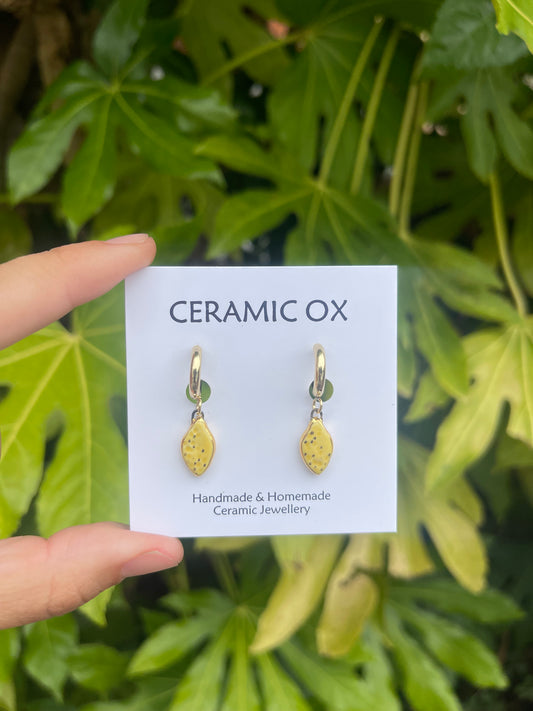 Mini lemons on Huggie hoops