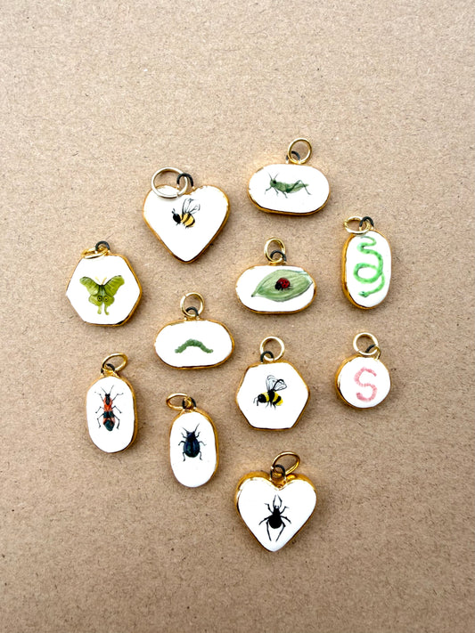 Insect miniature painting pendant charms