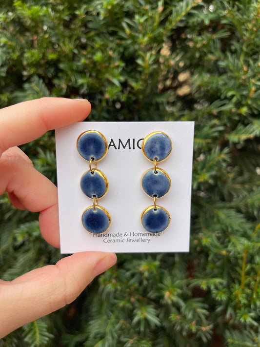 Triple dangle circles in navy