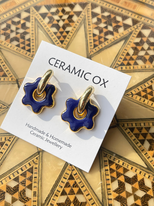 Cobalt flower hoops
