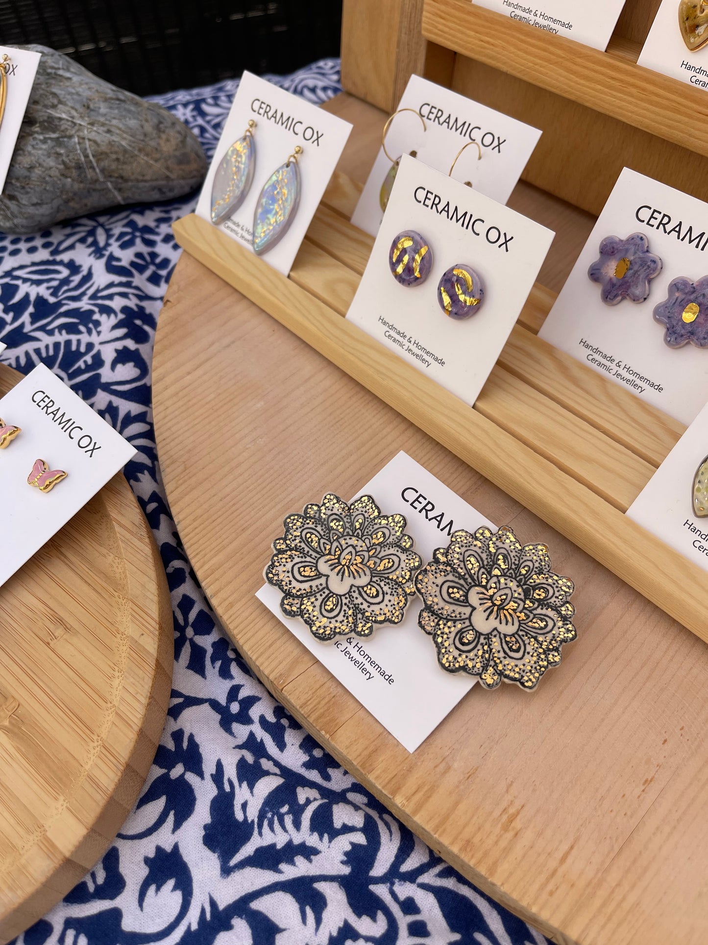 Ceramic Flower Print Giant studs