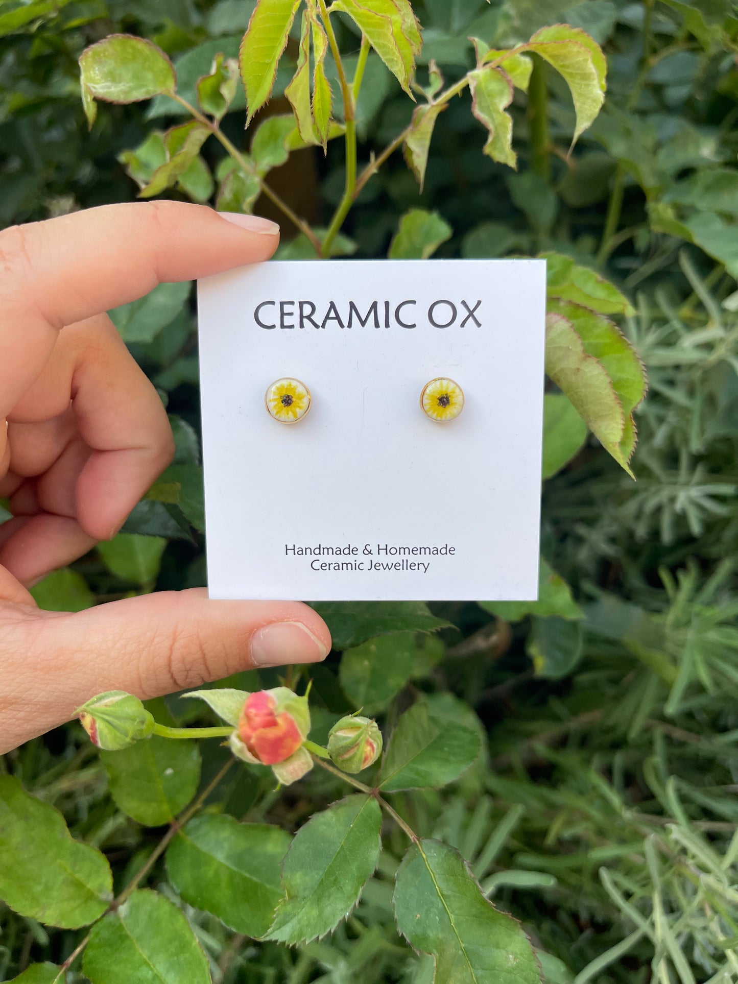 Tiny sunflower painting studs