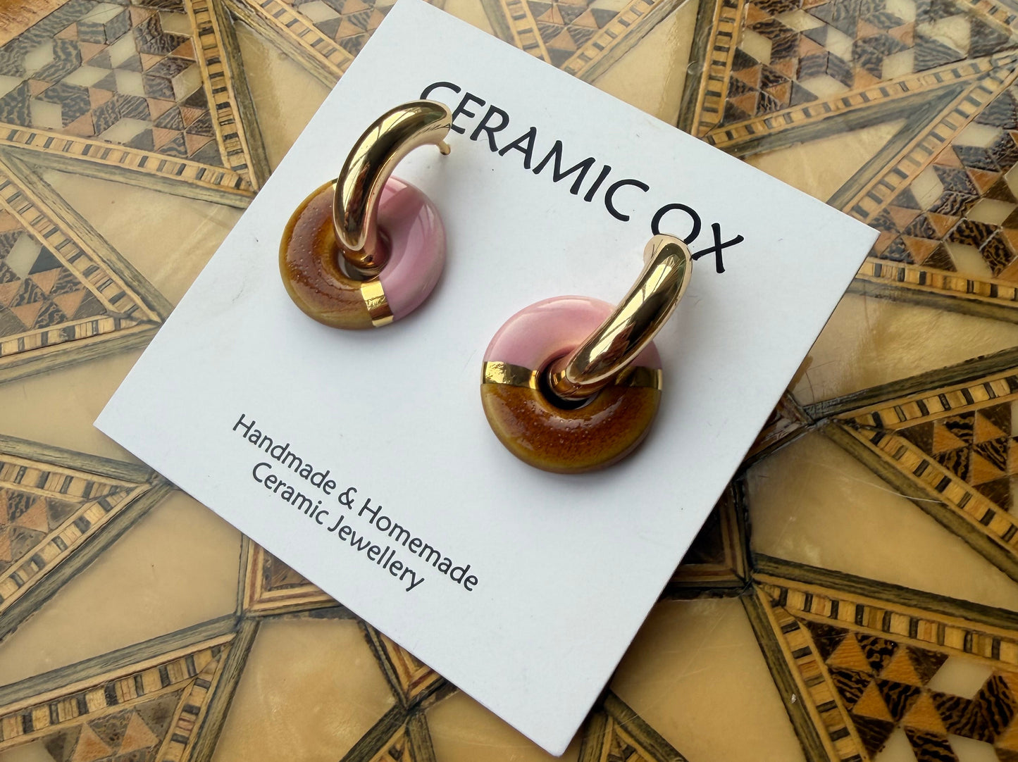 Pink ochre chunky hoops