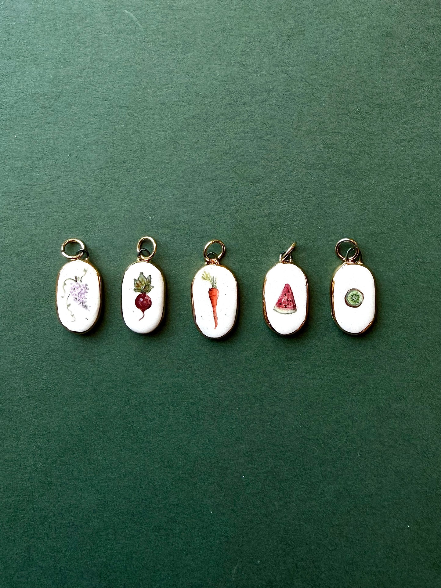 Miniature painting pendant/charms Fruit & Veg