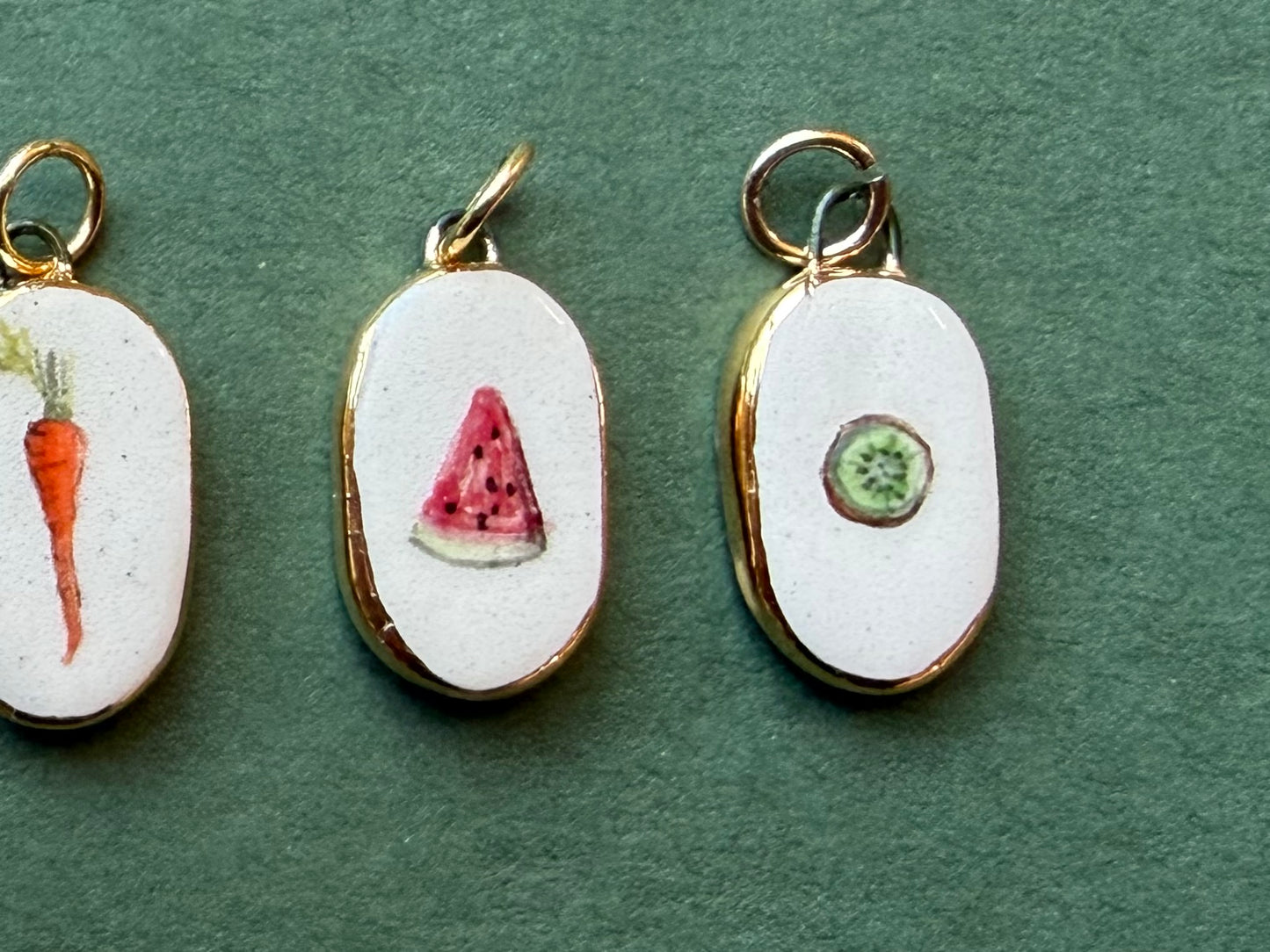 Miniature painting pendant/charms Fruit & Veg