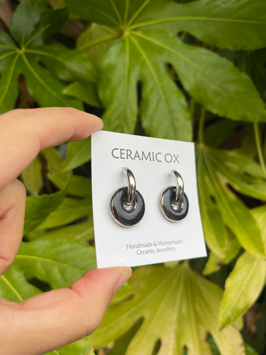 Black with silver on chunky hoops