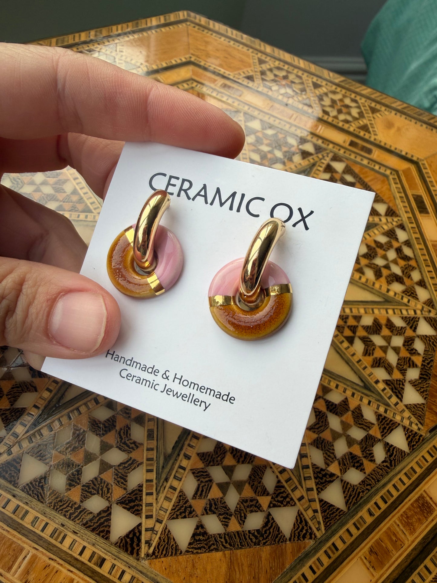 Pink ochre chunky hoops
