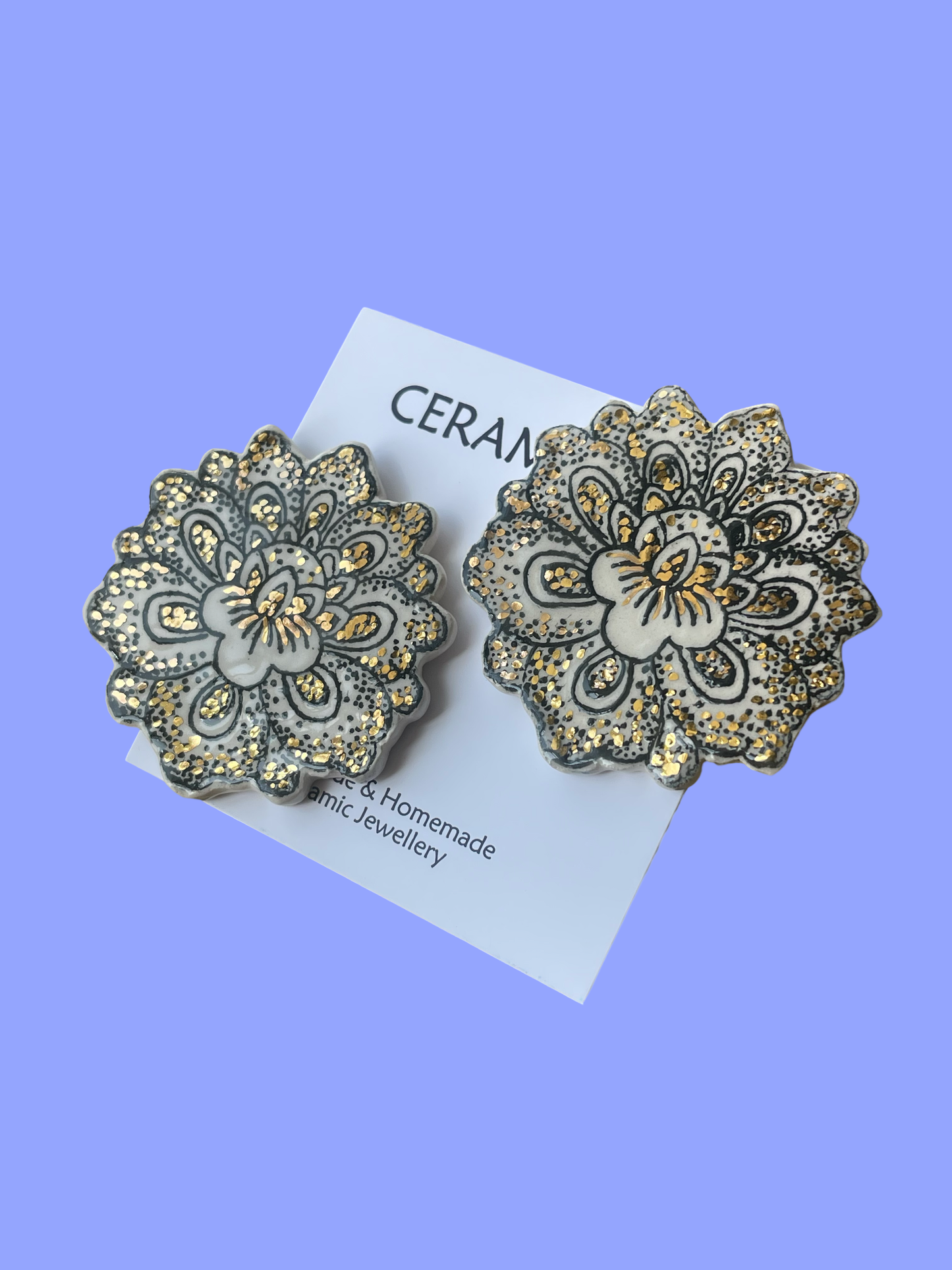 Ceramic Flower Print Giant studs