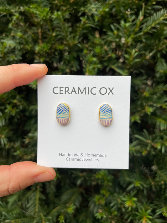 Sgraffito rainbow studs