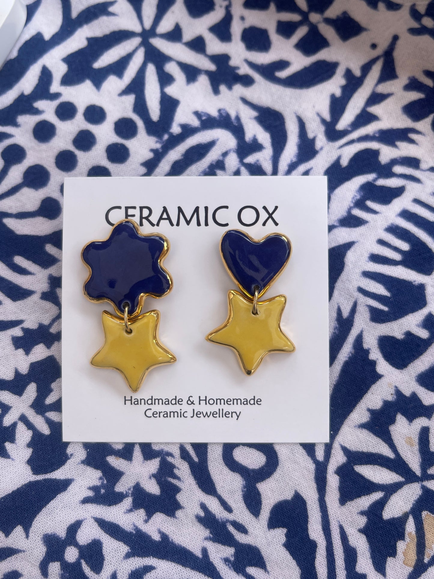 Asymmetric Heart Flower dangle studs