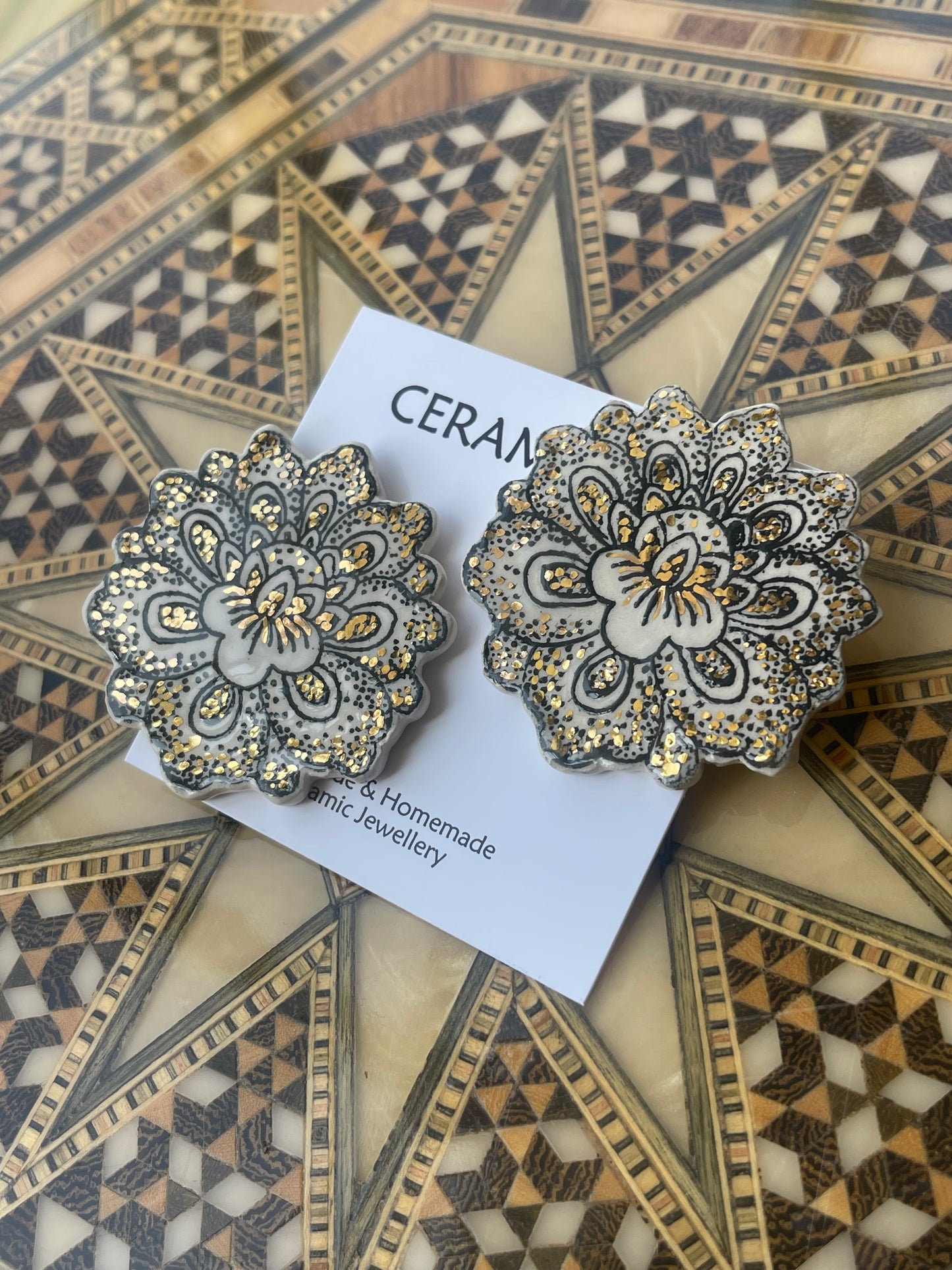 Ceramic Flower Print Giant studs