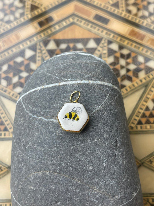 Bumblebee hexagon pendant charm