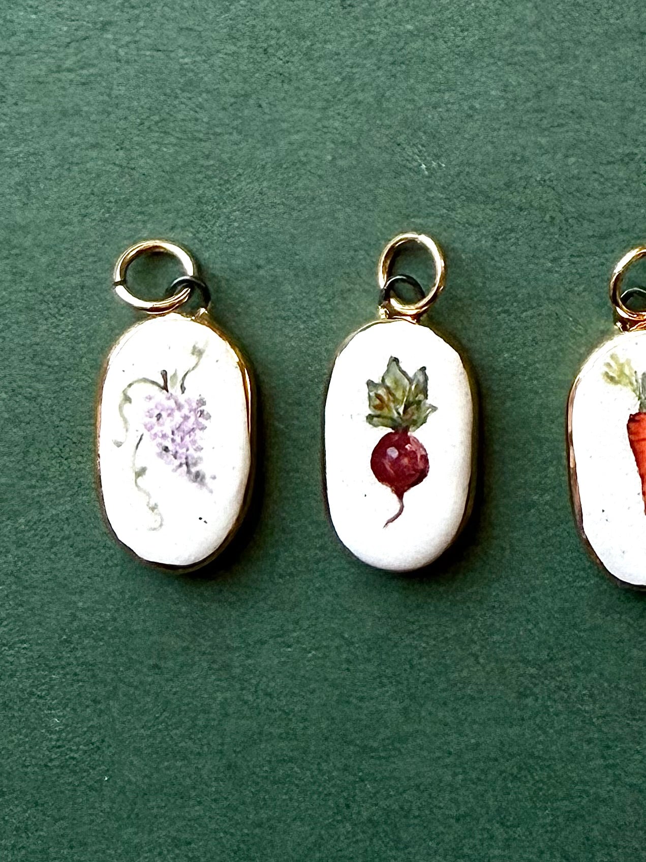Miniature painting pendant/charms Fruit & Veg
