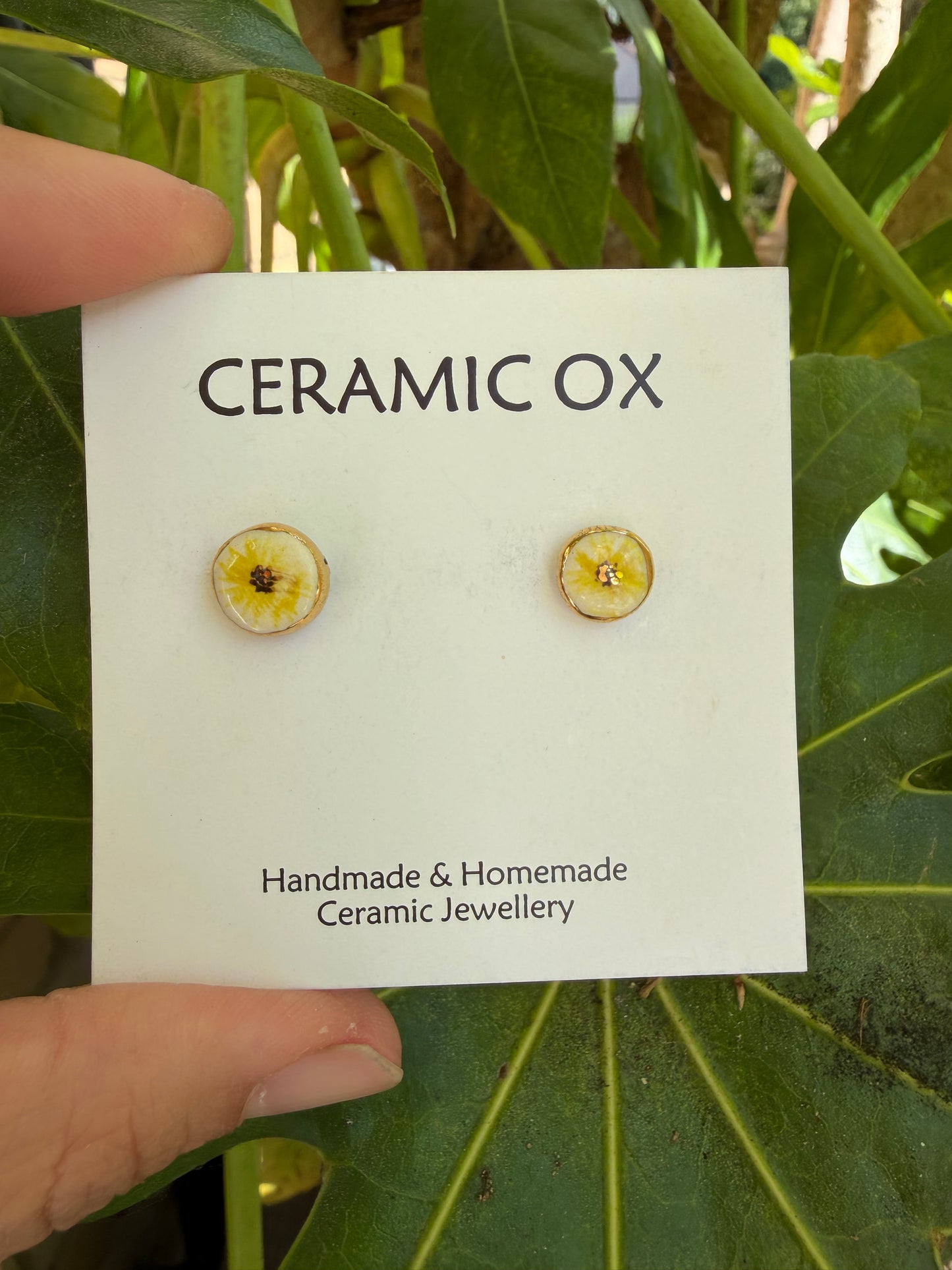 Painted sunflower studs